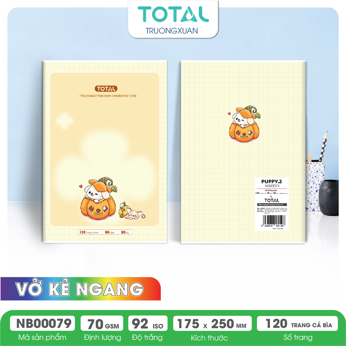 Vở kẻ ngang Total Puppy.2 120 trang