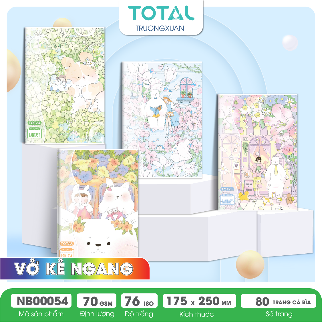 Vở kẻ ngang chống lóa Total Fantasy 80 trang