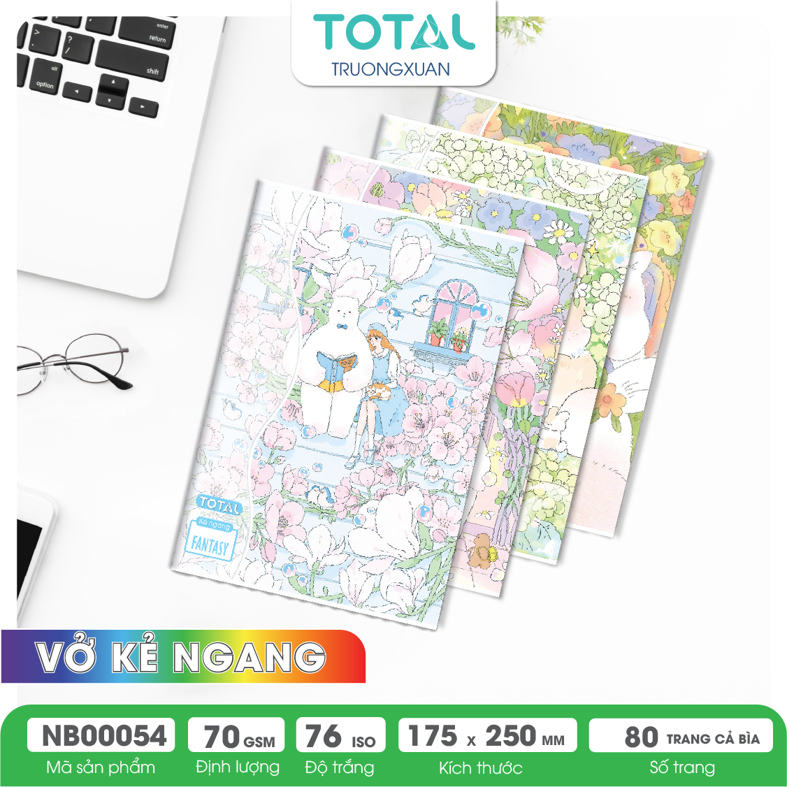 Vở kẻ ngang chống lóa Total Fantasy 80 trang