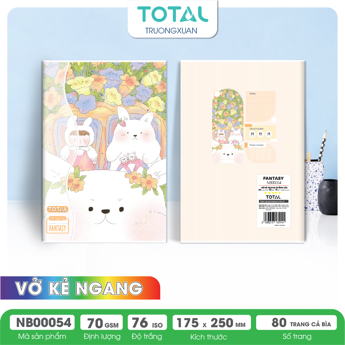Vở kẻ ngang chống lóa Total Fantasy 80 trang