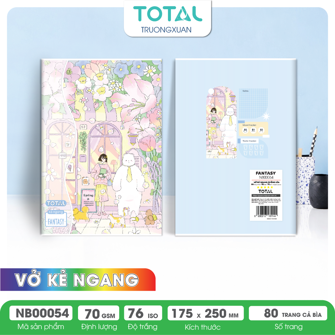 Vở kẻ ngang chống lóa Total Fantasy 80 trang