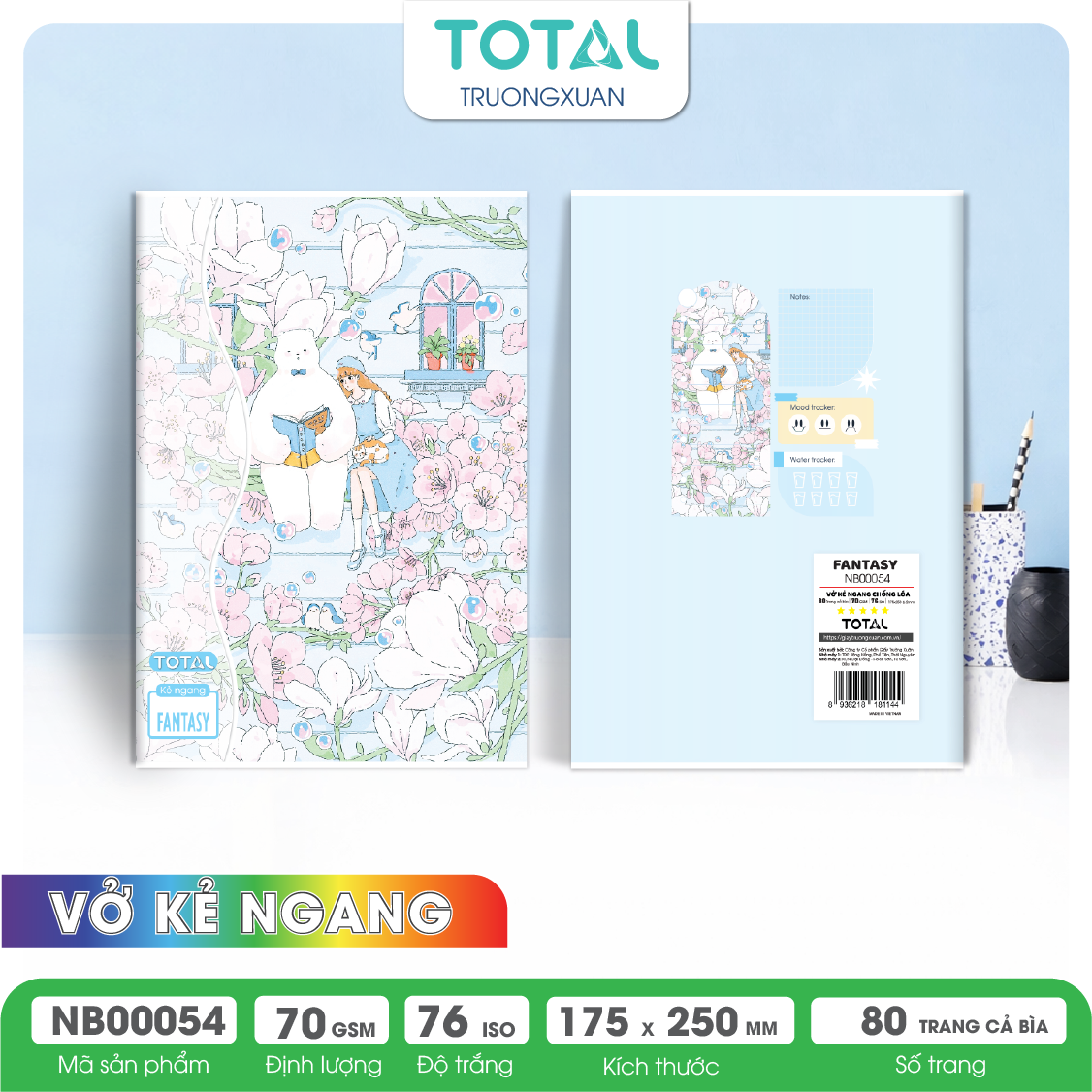 Vở kẻ ngang chống lóa Total Fantasy 80 trang