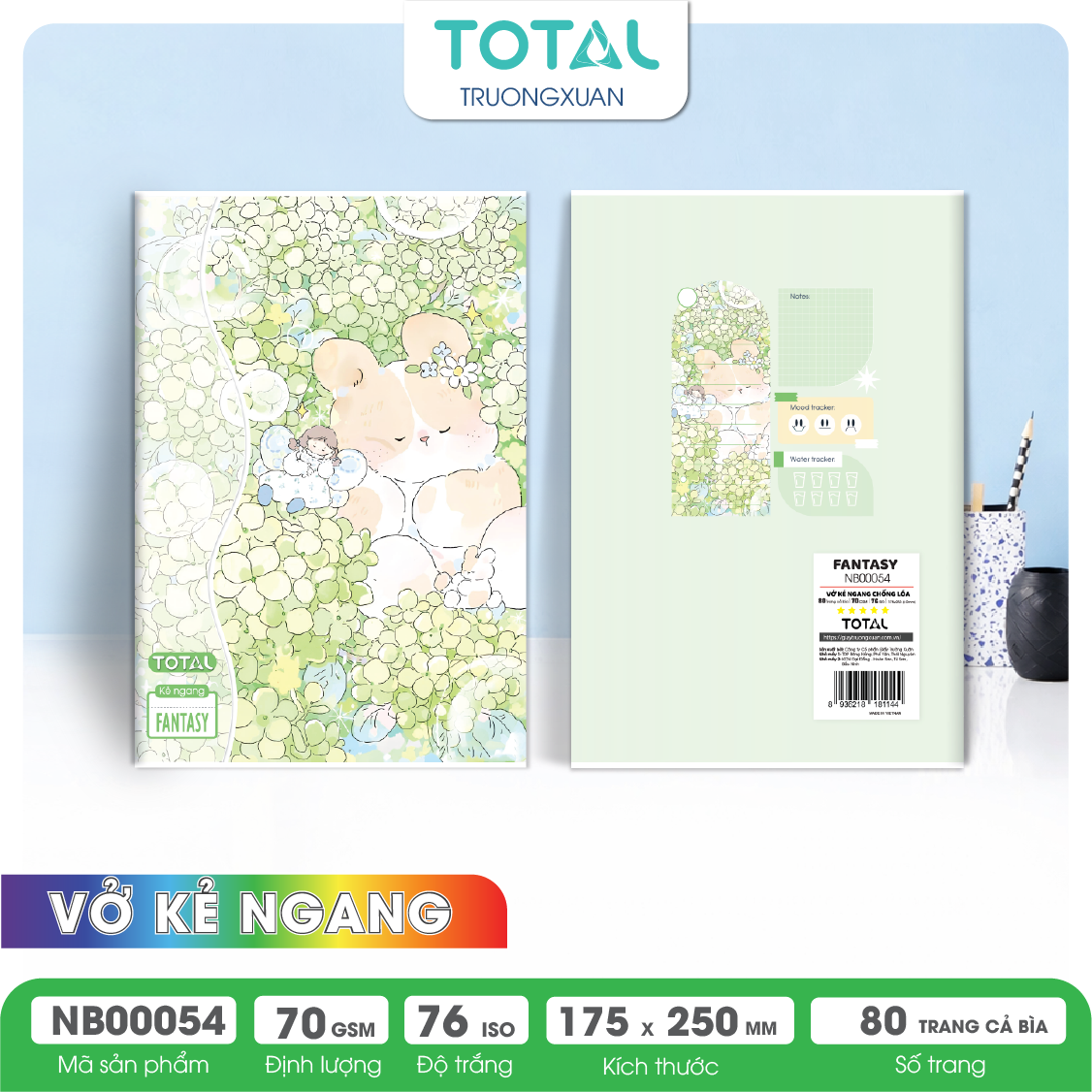 Vở kẻ ngang chống lóa Total Fantasy 80 trang