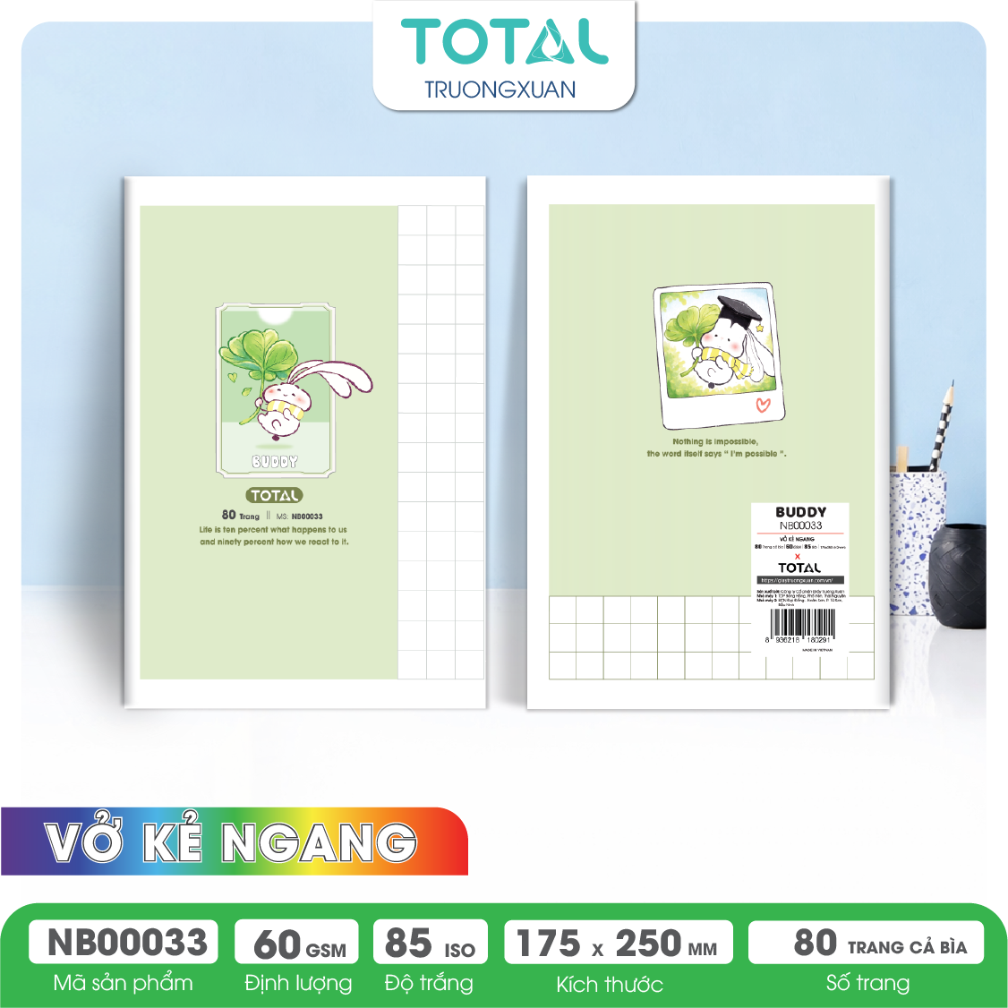 Vở kẻ ngang Total Buddy 80 trang