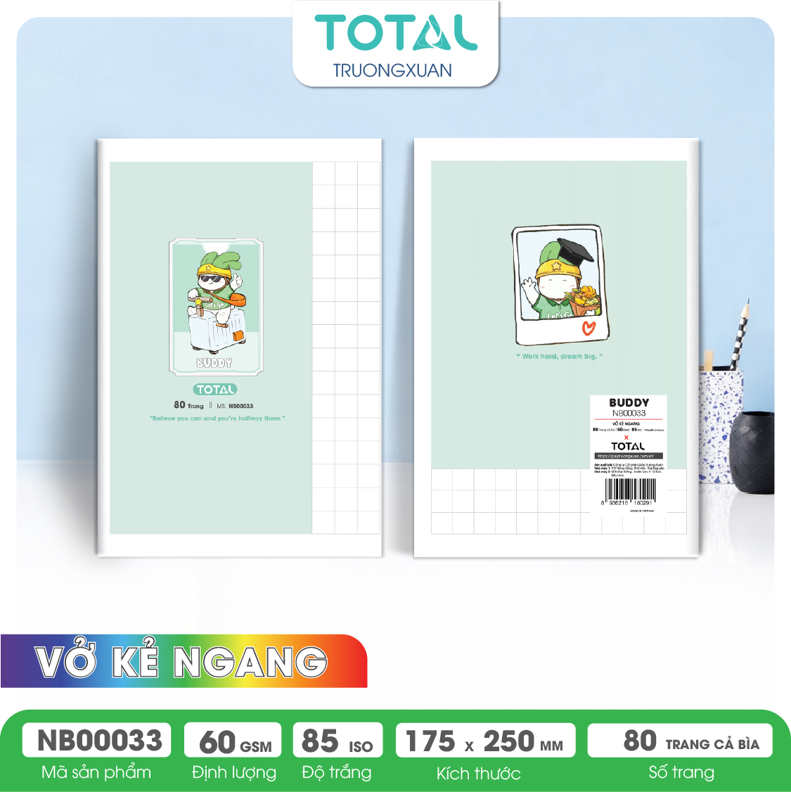 Vở kẻ ngang Total Buddy 80 trang