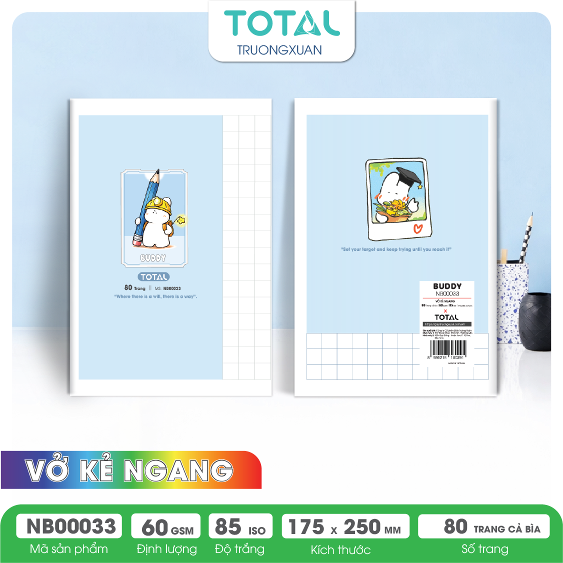 Vở kẻ ngang Total Buddy 80 trang