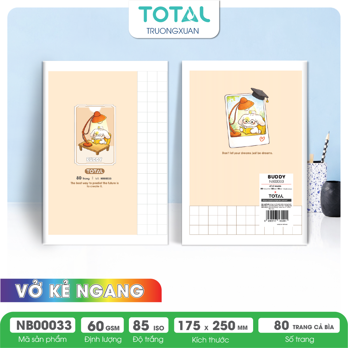 Vở kẻ ngang Total Buddy 80 trang