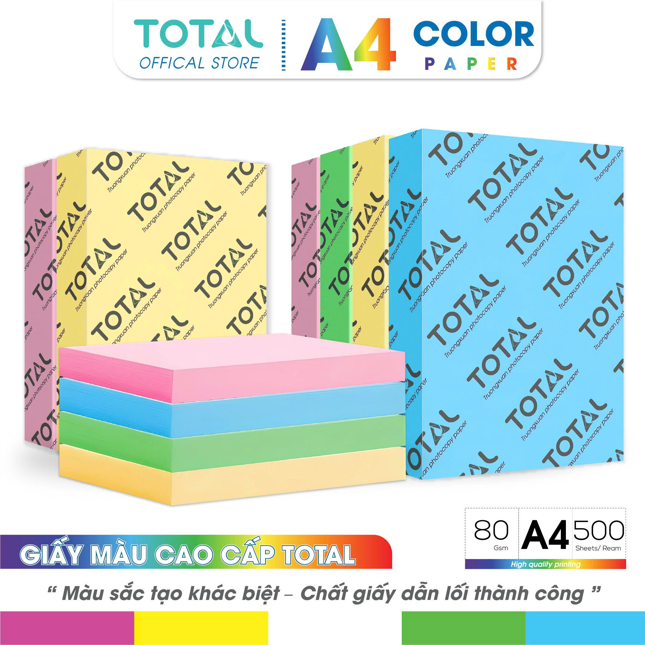 Giấy màu A4 Total định lượng 80 gsm