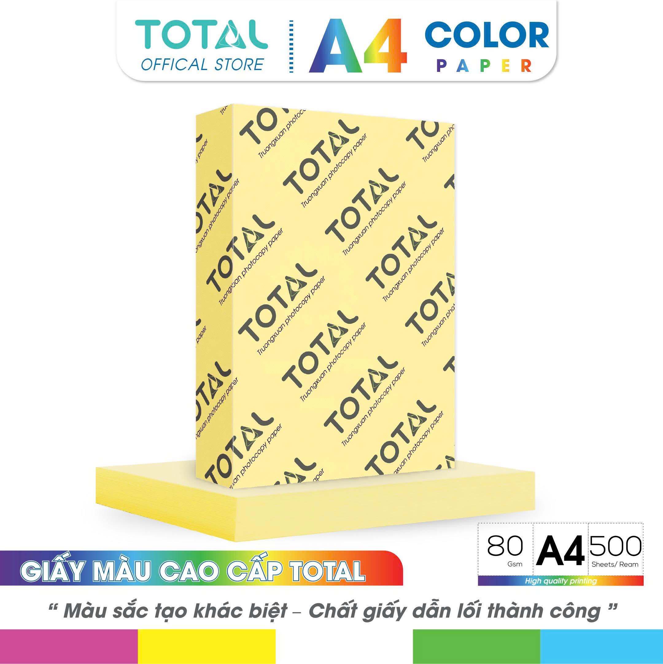 Giấy màu A4 Total định lượng 80 gsm