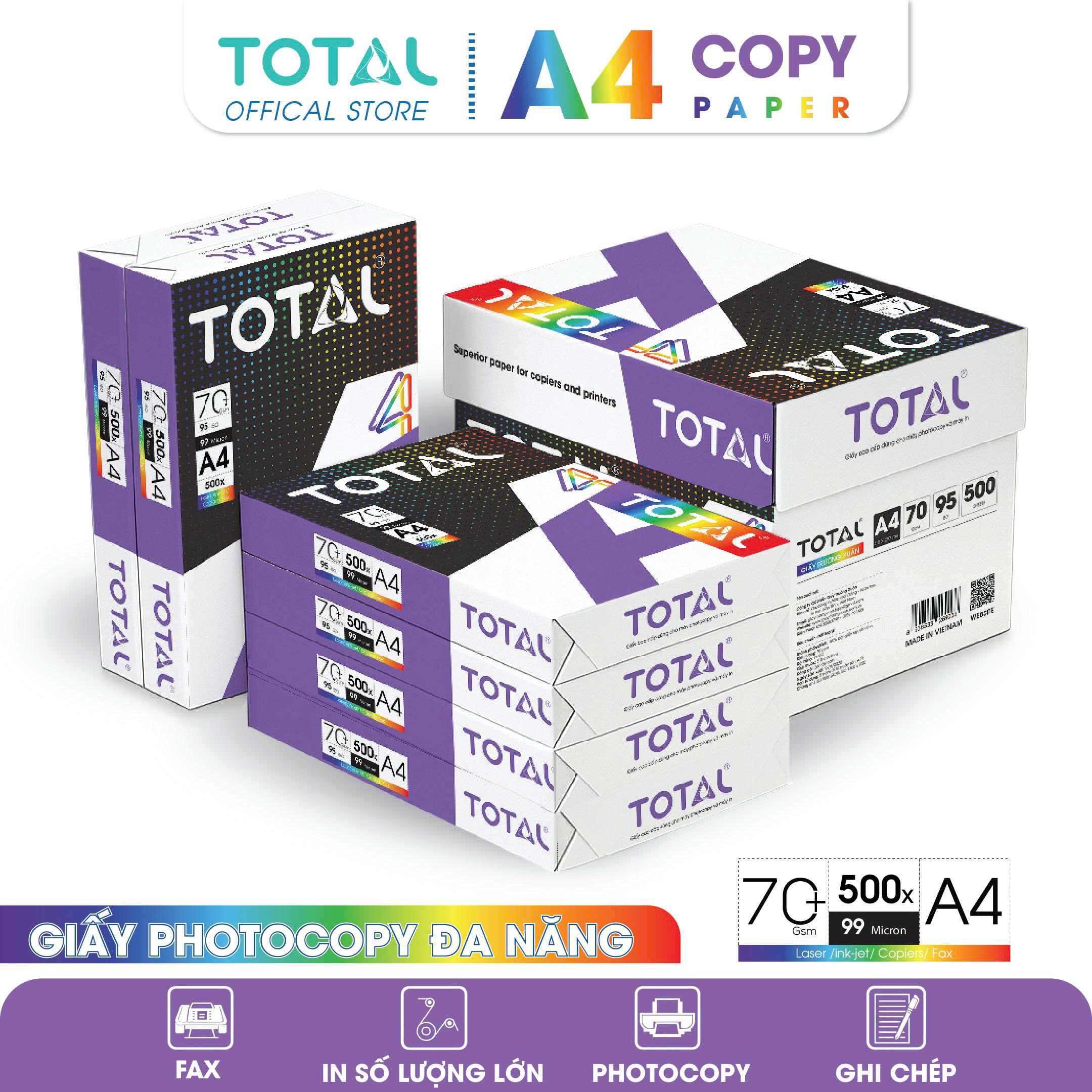 Giấy A4 TOTAL 73 gsm thùng