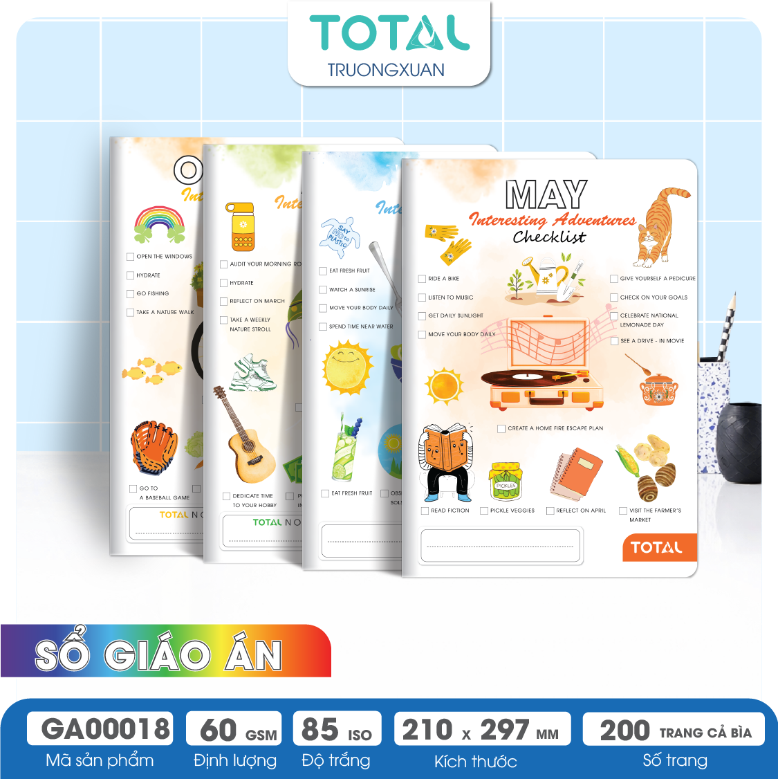 Sổ Lesson Plan kẻ ngang A4 Total 200 trang GA00018