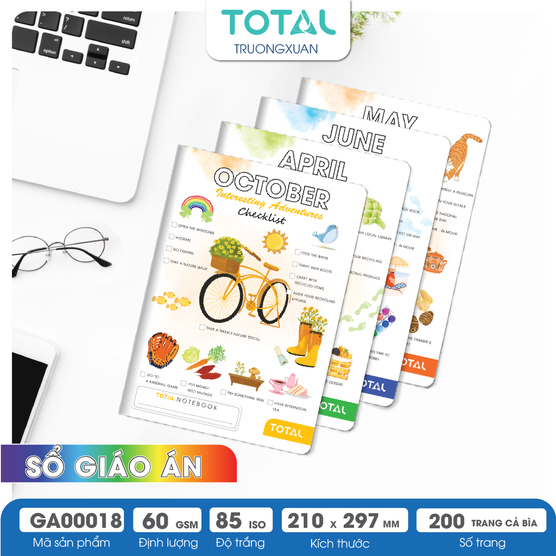 Sổ Lesson Plan kẻ ngang A4 Total 200 trang GA00018