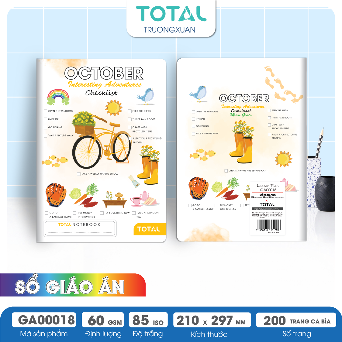 Sổ Lesson Plan kẻ ngang A4 Total 200 trang GA00018