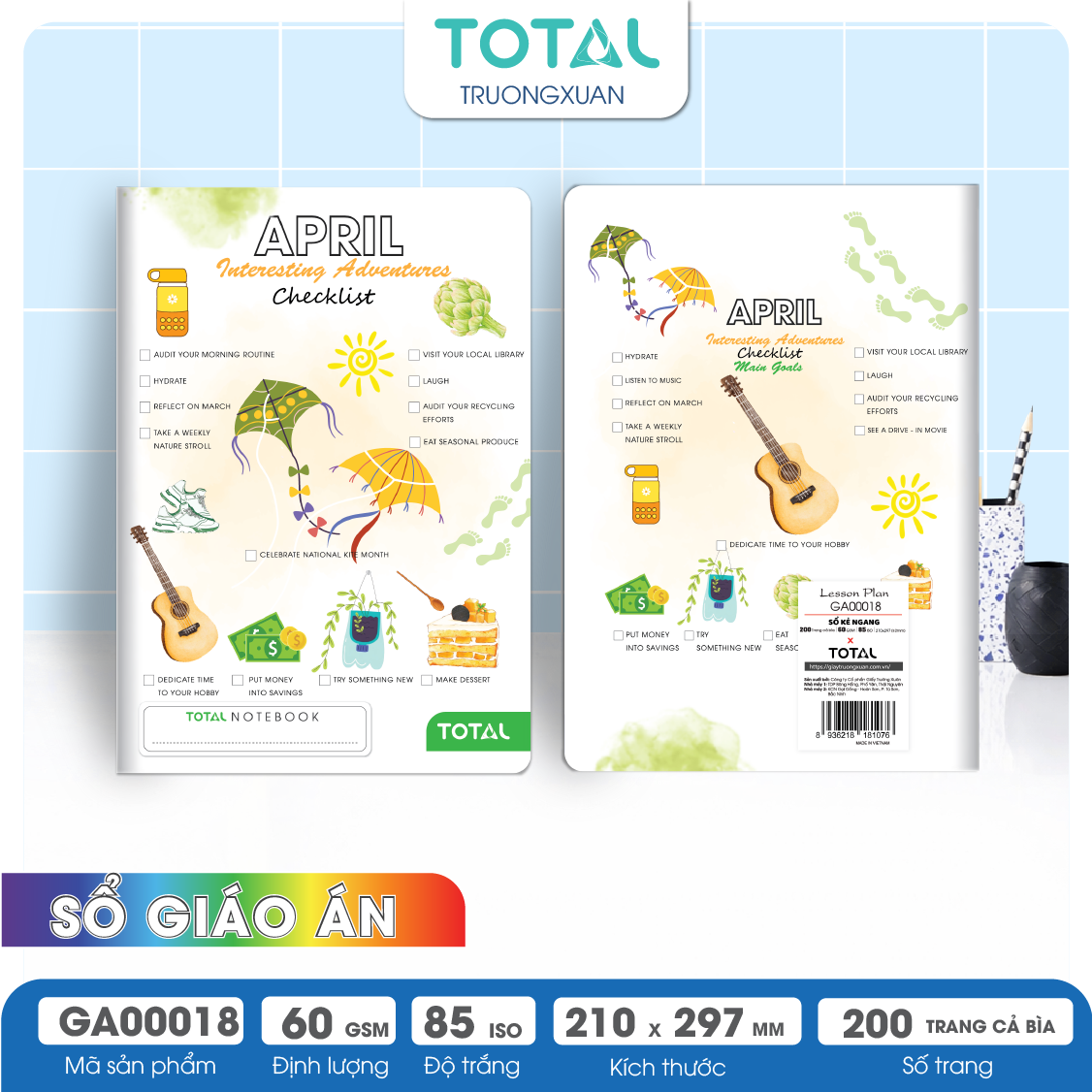 Sổ Lesson Plan kẻ ngang A4 Total 200 trang GA00018