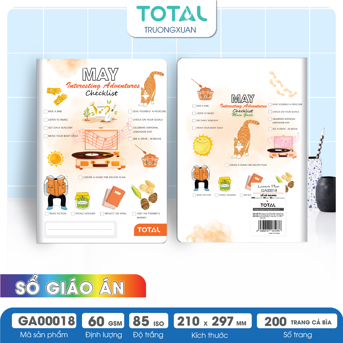 Sổ Lesson Plan kẻ ngang A4 Total 200 trang GA00018