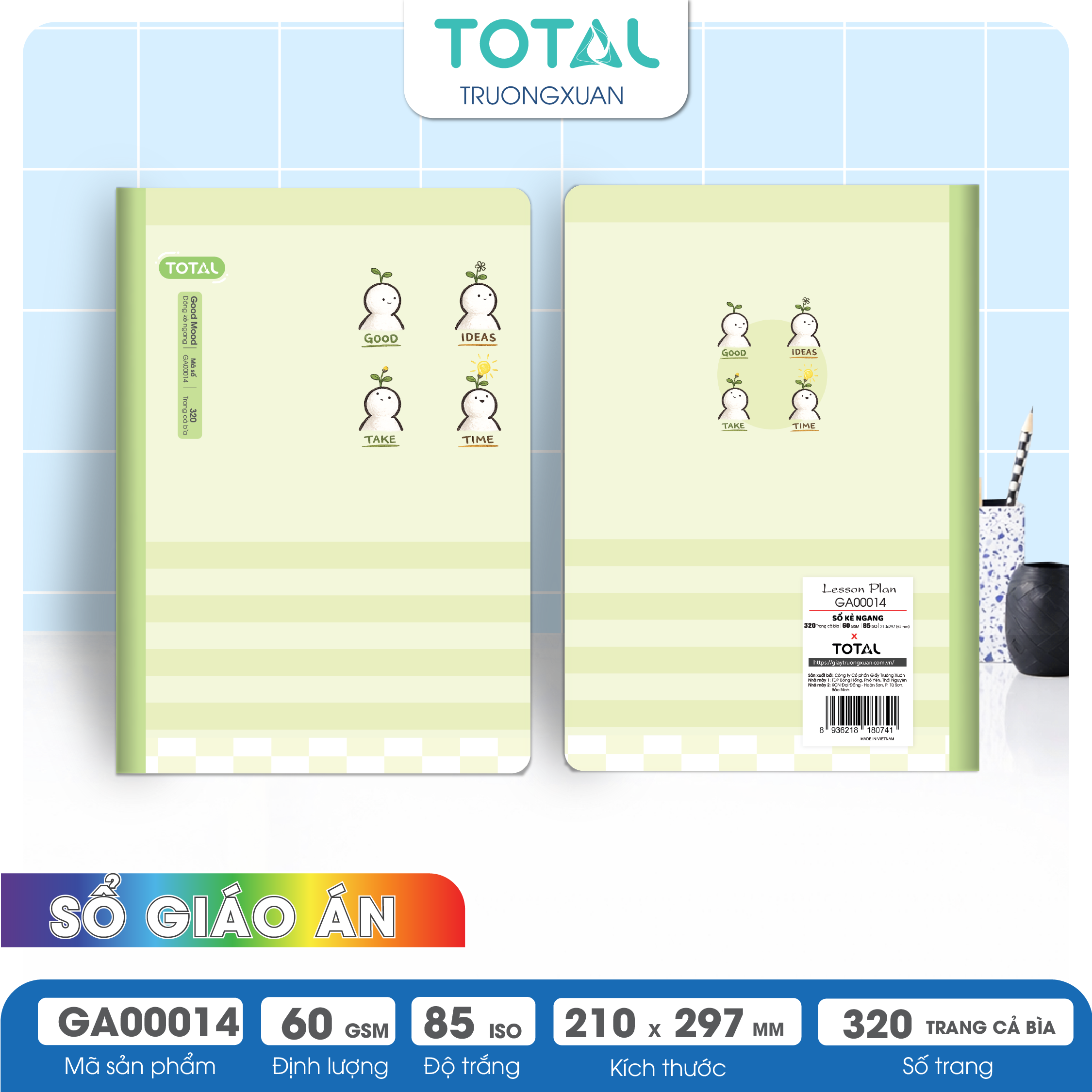 Sổ Lesson Plan kẻ ngang A4 Total 320 trang GA00014