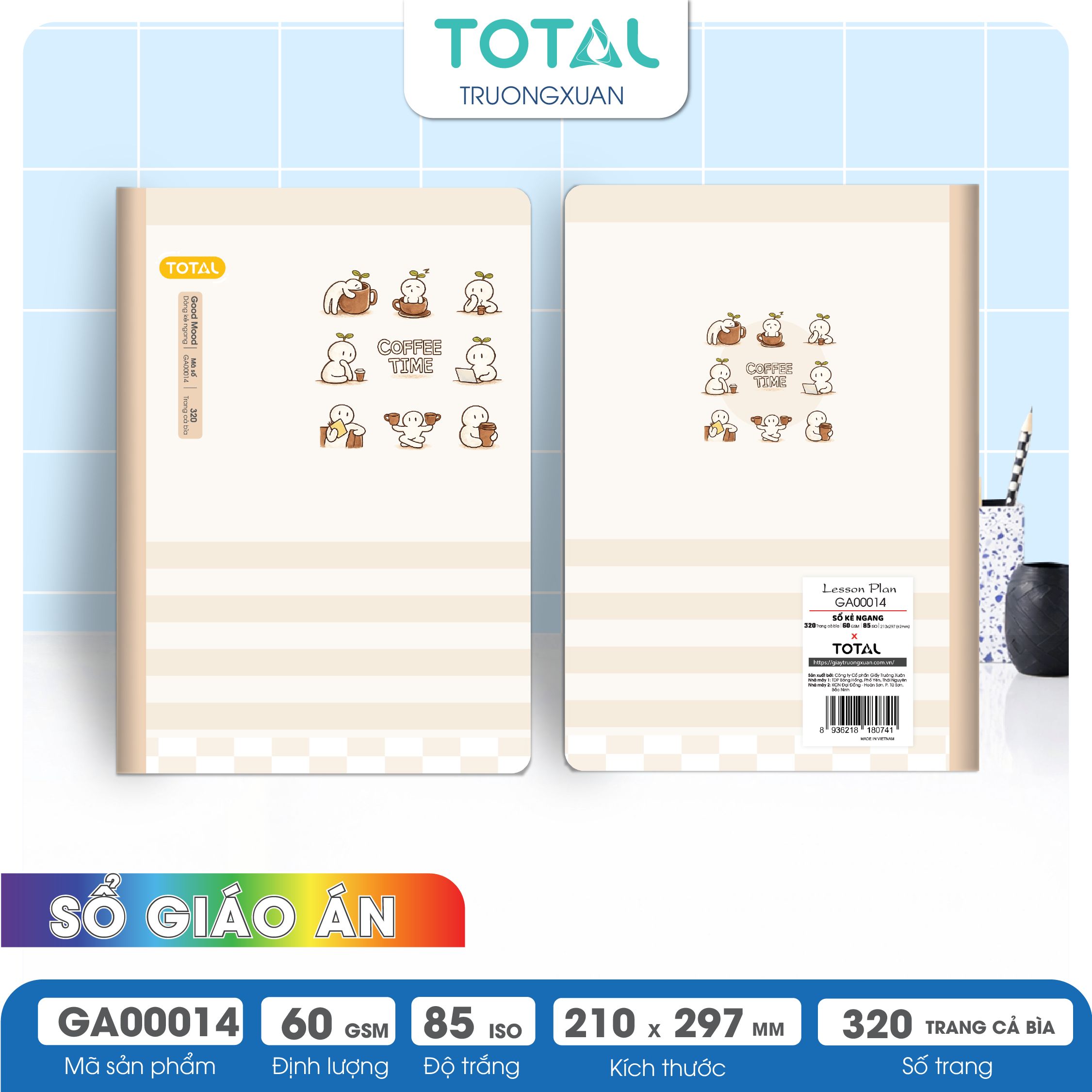 Sổ Lesson Plan kẻ ngang A4 Total 320 trang GA00014