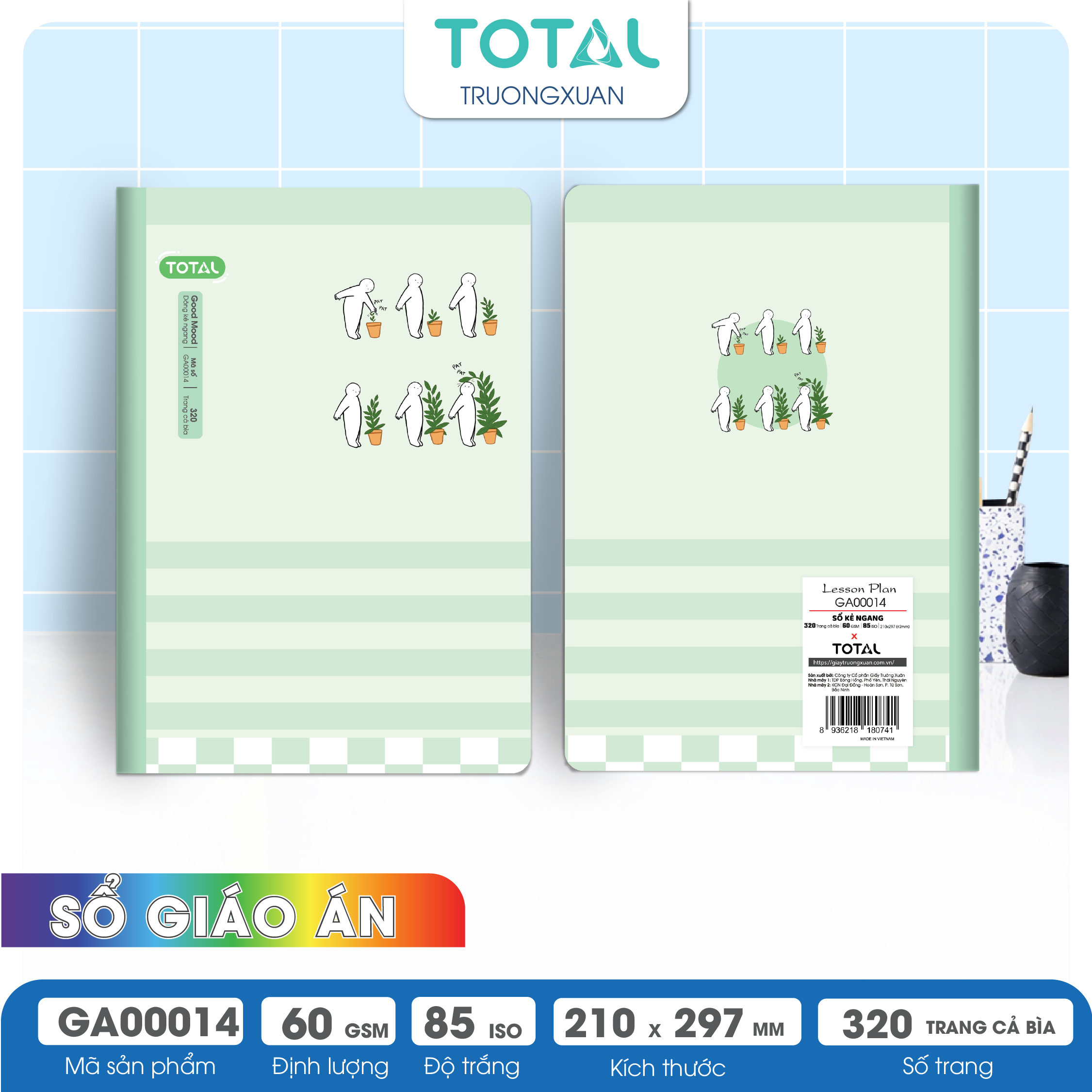 Sổ Lesson Plan kẻ ngang A4 Total 320 trang GA00014