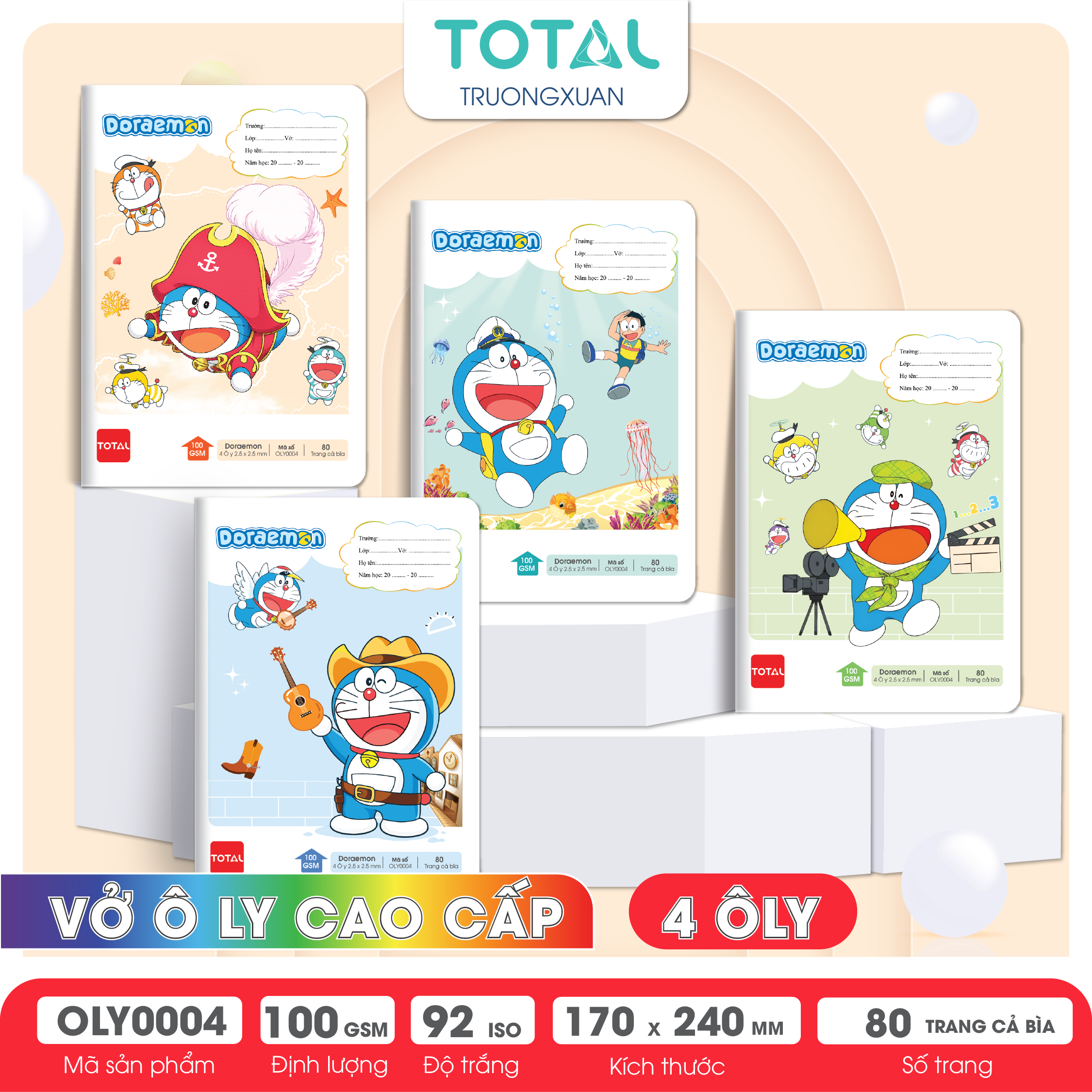 Vở oly Total Doraemon 80 trang 4 ôly