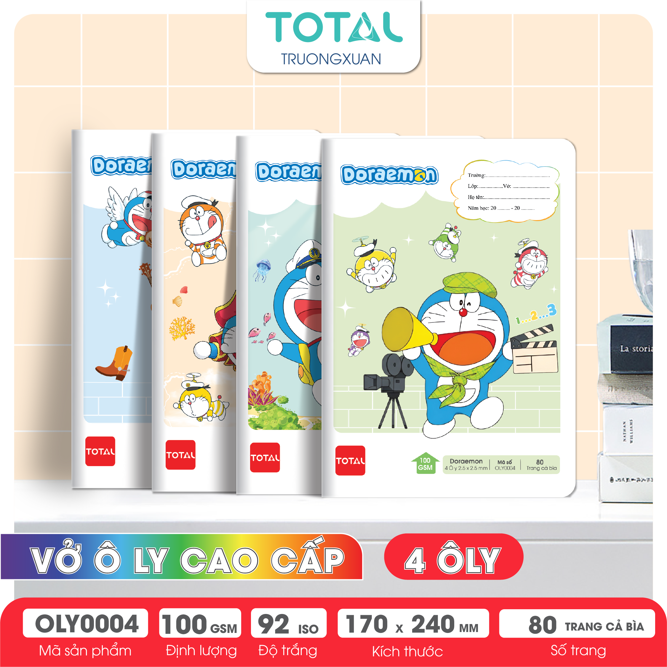 Vở oly Total Doraemon 80 trang 4 ôly