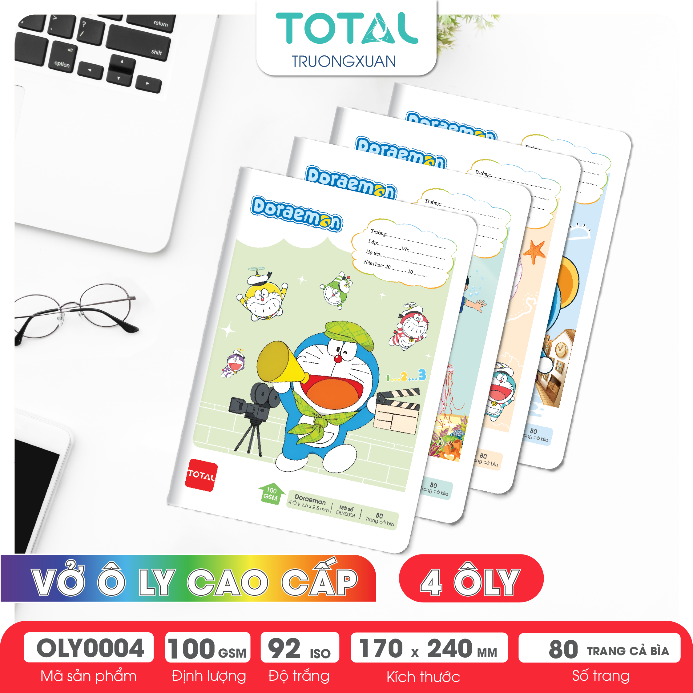 Vở oly Total Doraemon 80 trang 4 ôly