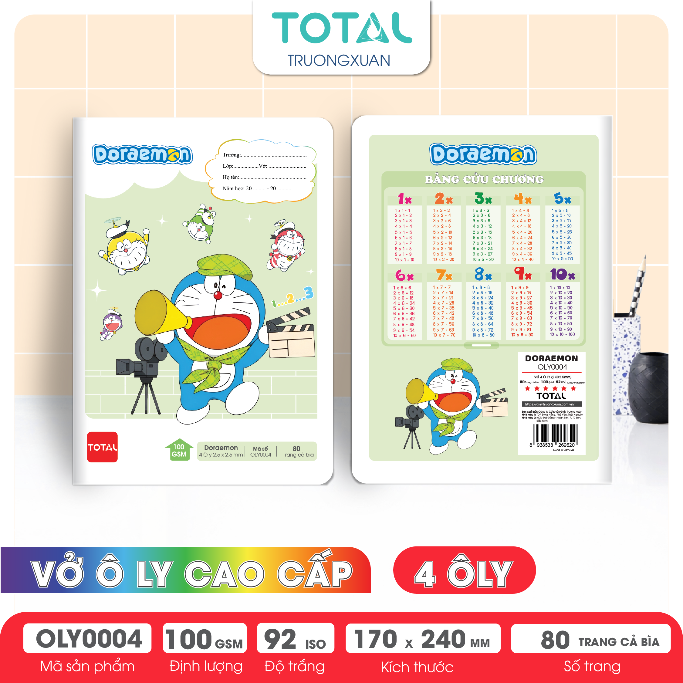 Vở oly Total Doraemon 80 trang 4 ôly