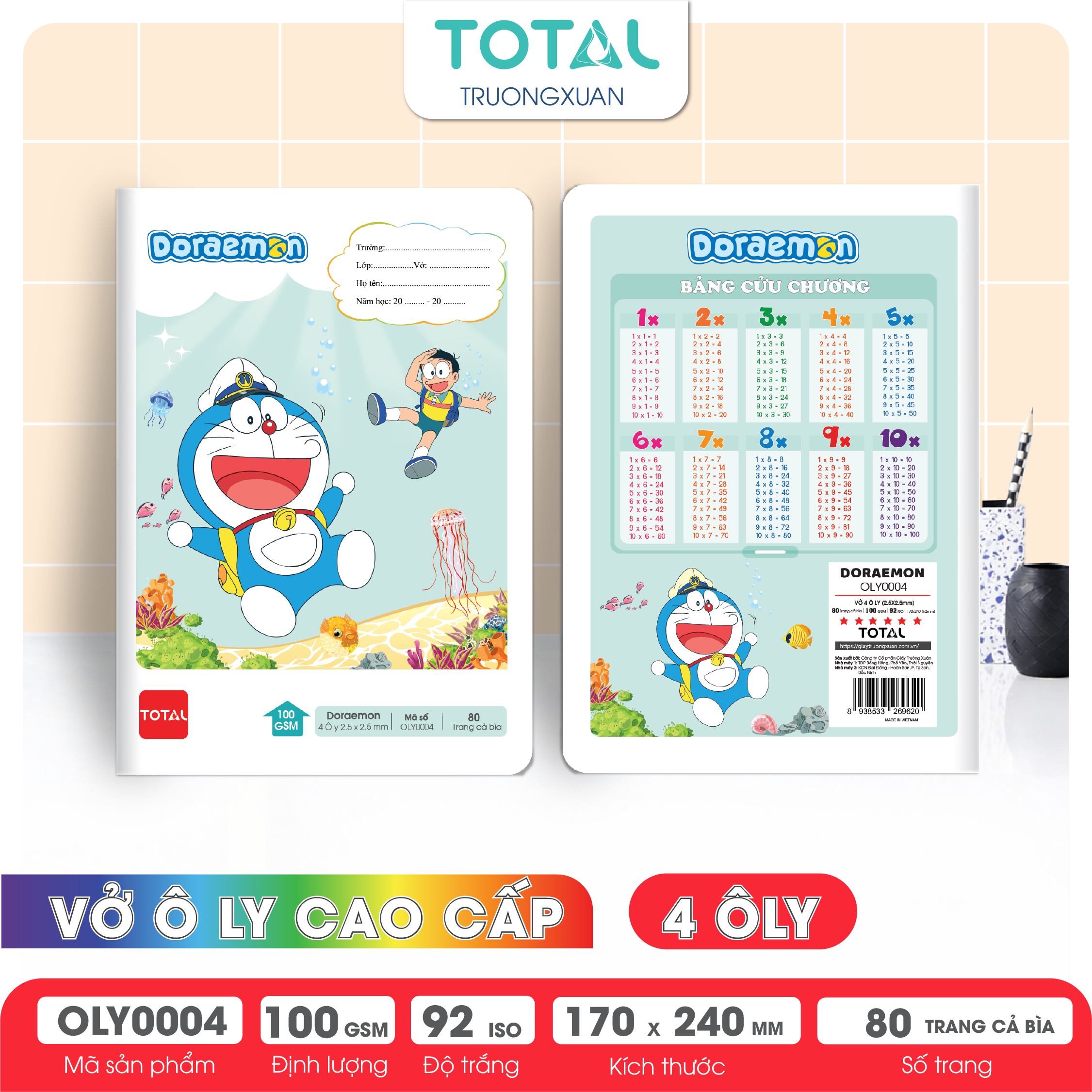 Vở oly Total Doraemon 80 trang 4 ôly