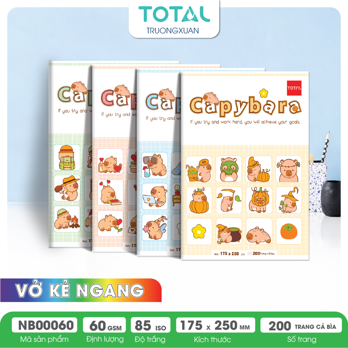 Vở kẻ ngang Total Capybara 200 trang