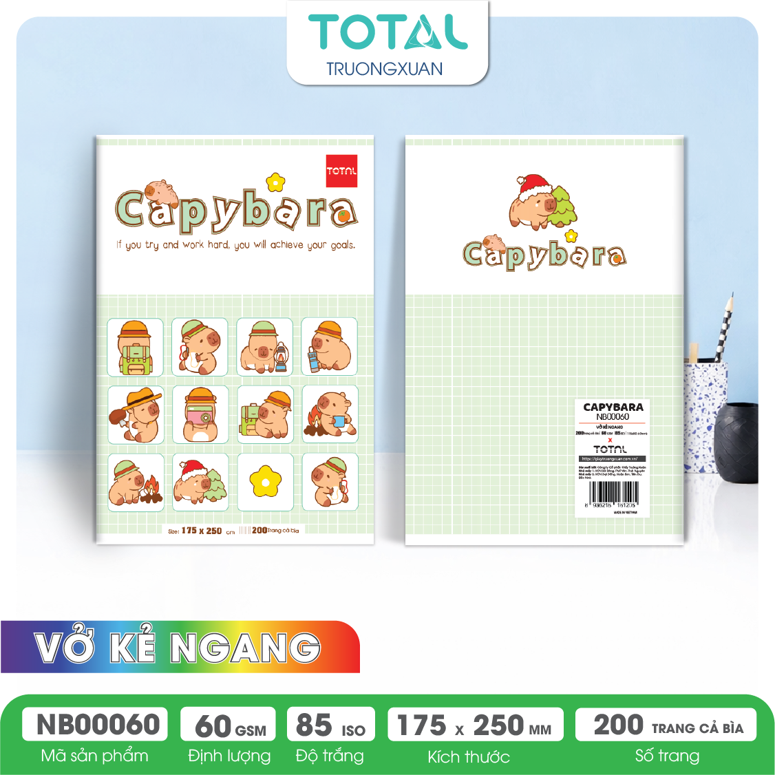 Vở kẻ ngang Total Capybara 200 trang