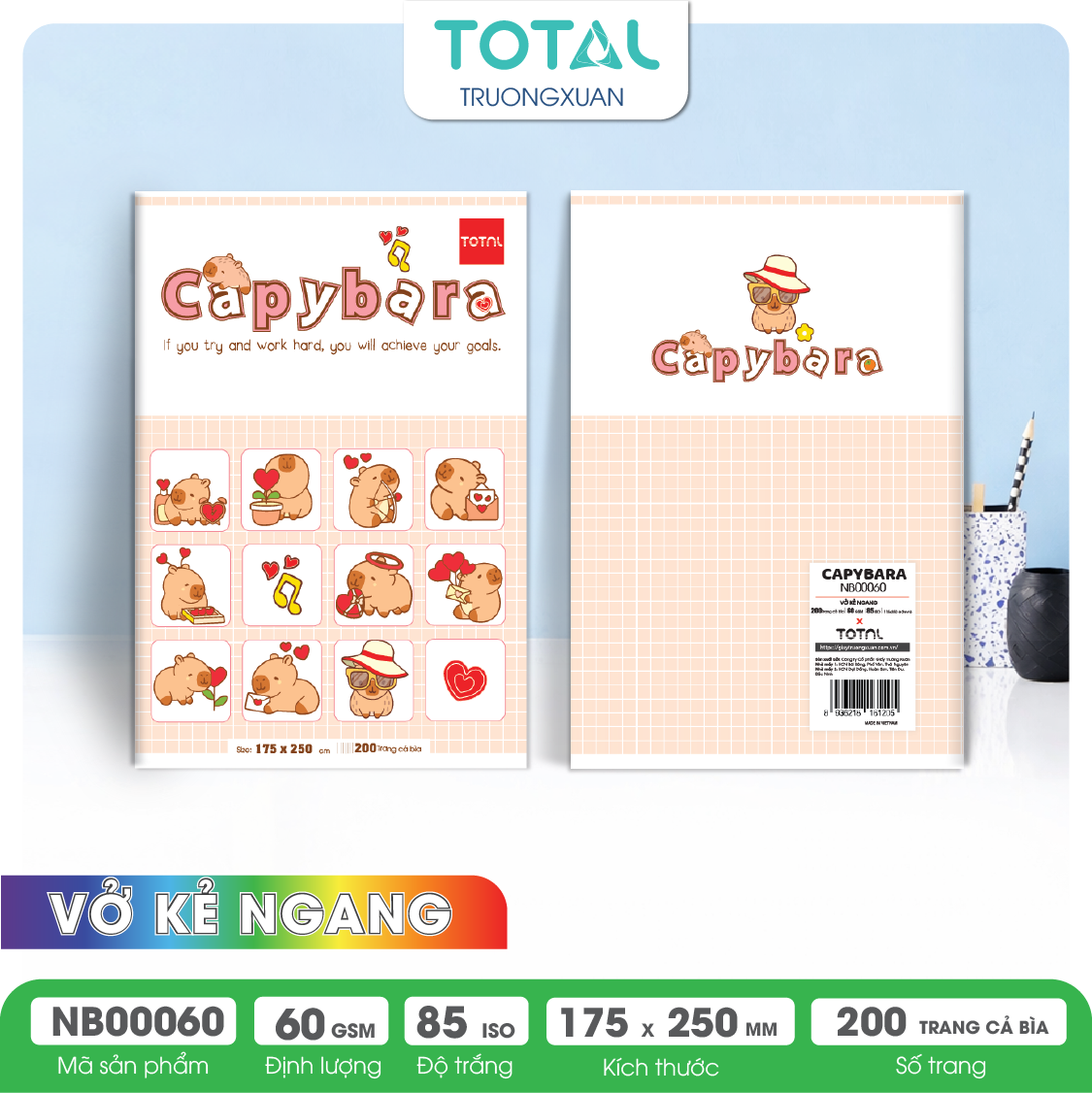 Vở kẻ ngang Total Capybara 200 trang
