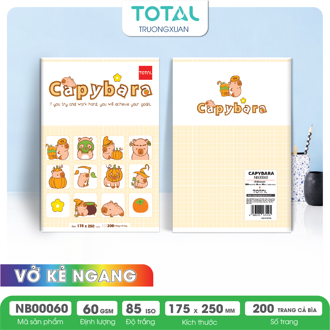 Vở kẻ ngang Total Capybara 200 trang