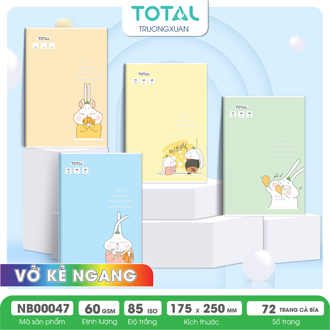 Vở kẻ ngang Total Rabbit 72 trang