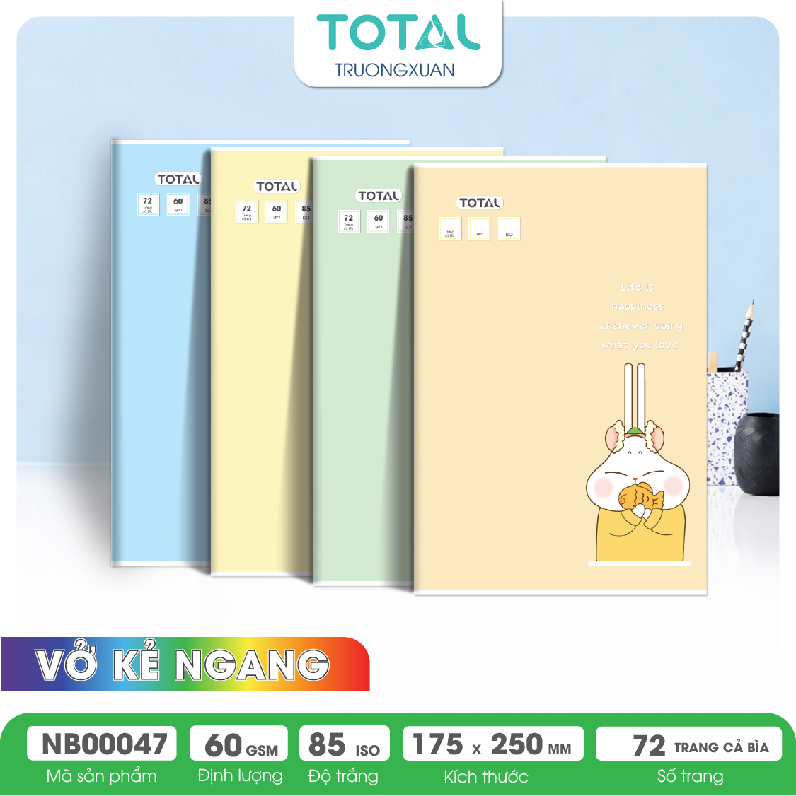 Vở kẻ ngang Total Rabbit 72 trang