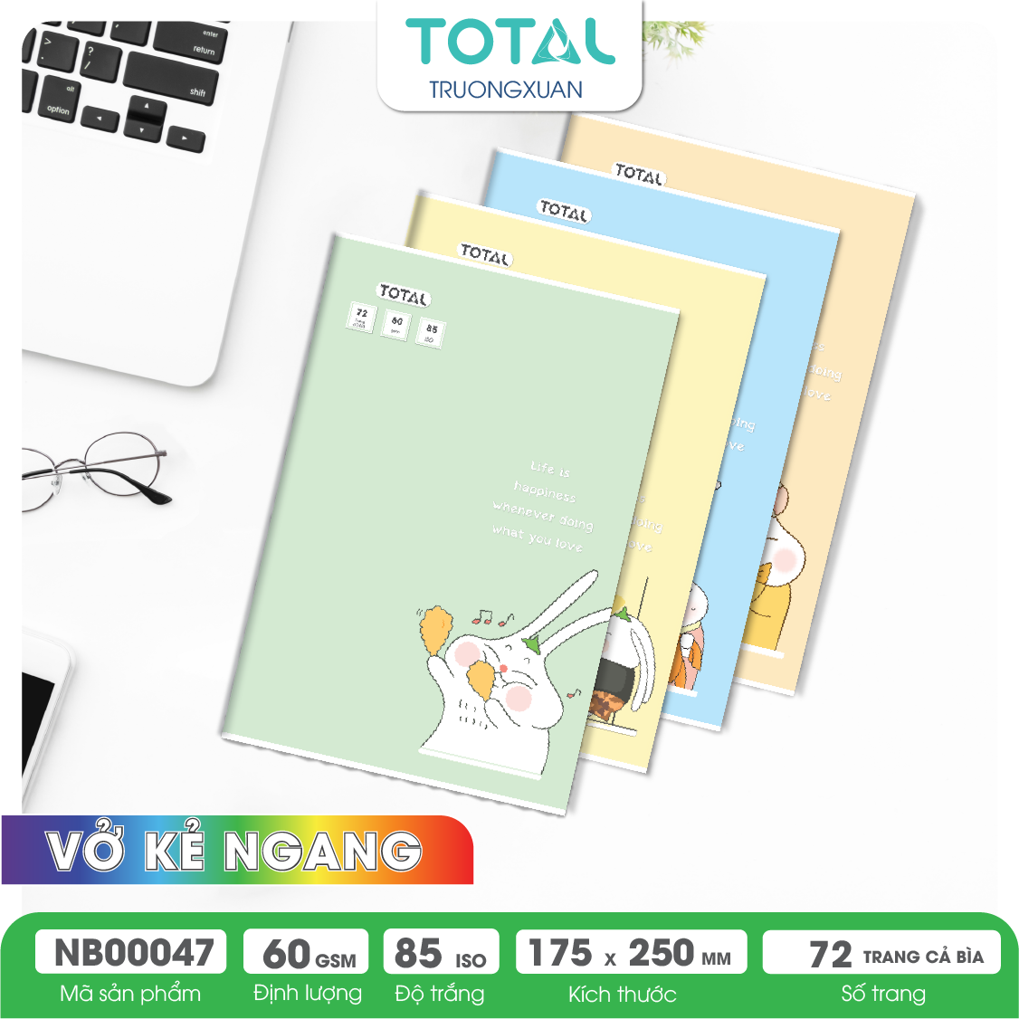 Vở kẻ ngang Total Rabbit 72 trang