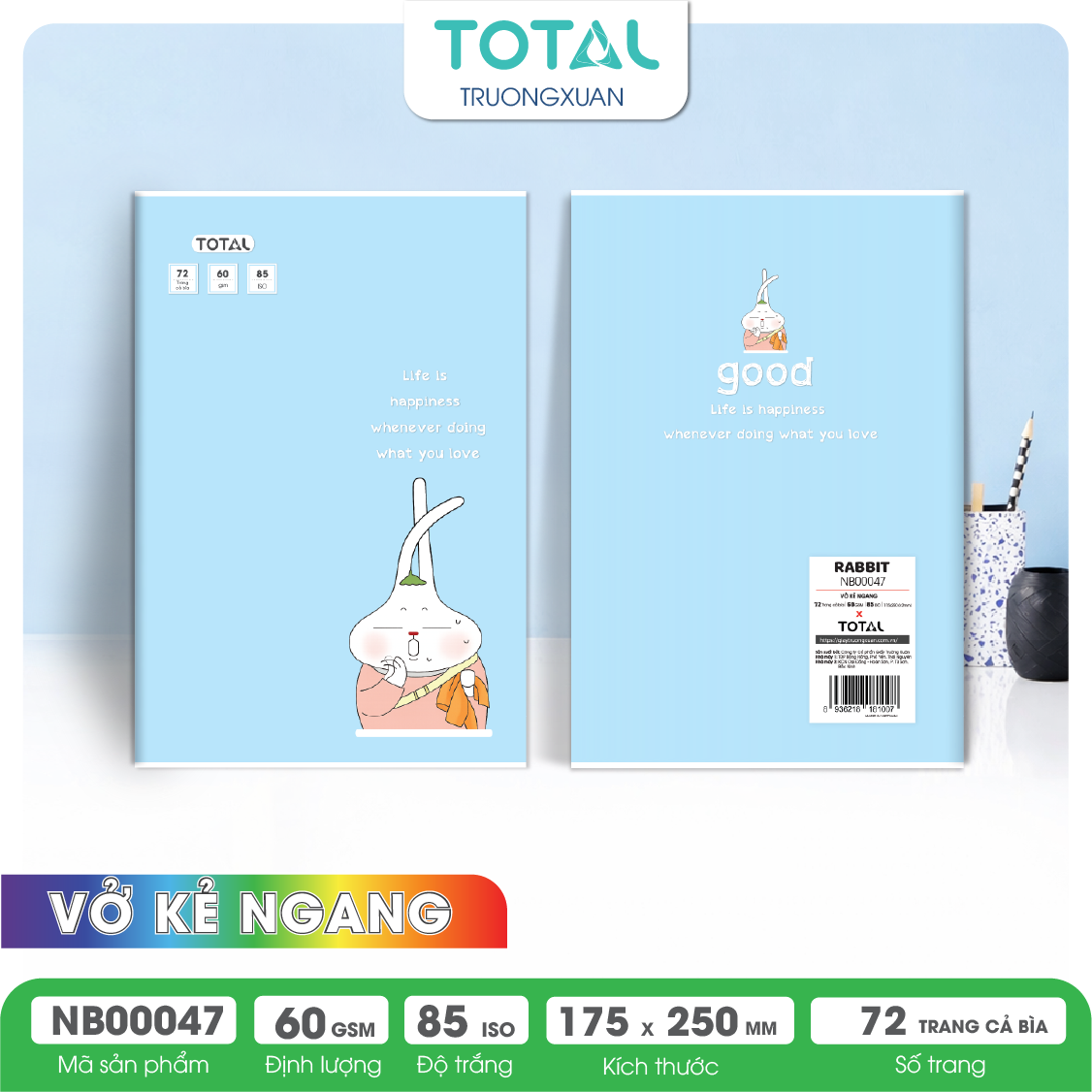Vở kẻ ngang Total Rabbit 72 trang