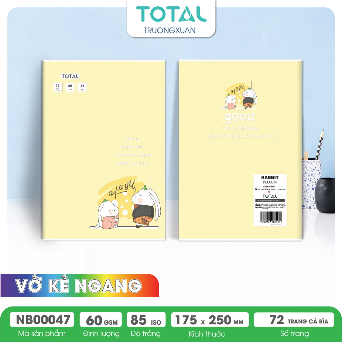 Vở kẻ ngang Total Rabbit 72 trang