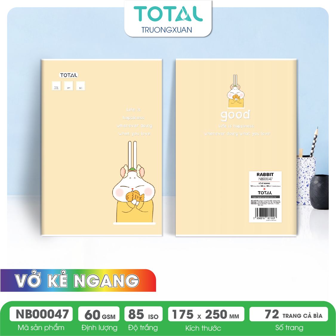 Vở kẻ ngang Total Rabbit 72 trang