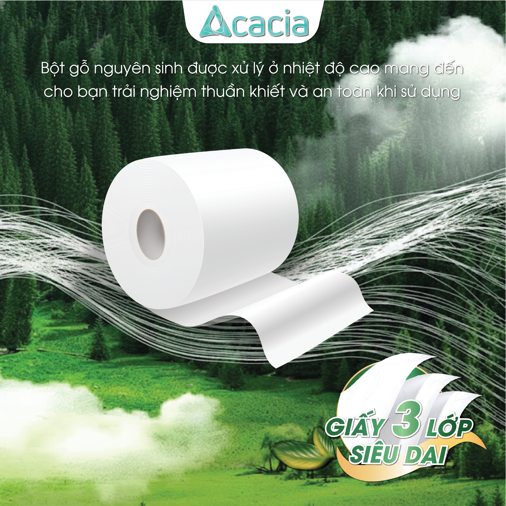Giấy Toilet ACACIA T15 Luxury 10 cuộn có lõi (Hồng)