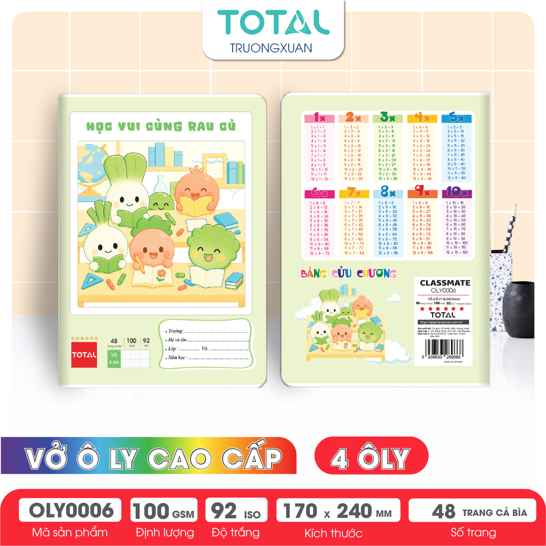 Vở oly Total Classmaté 48 trang 4 ôly