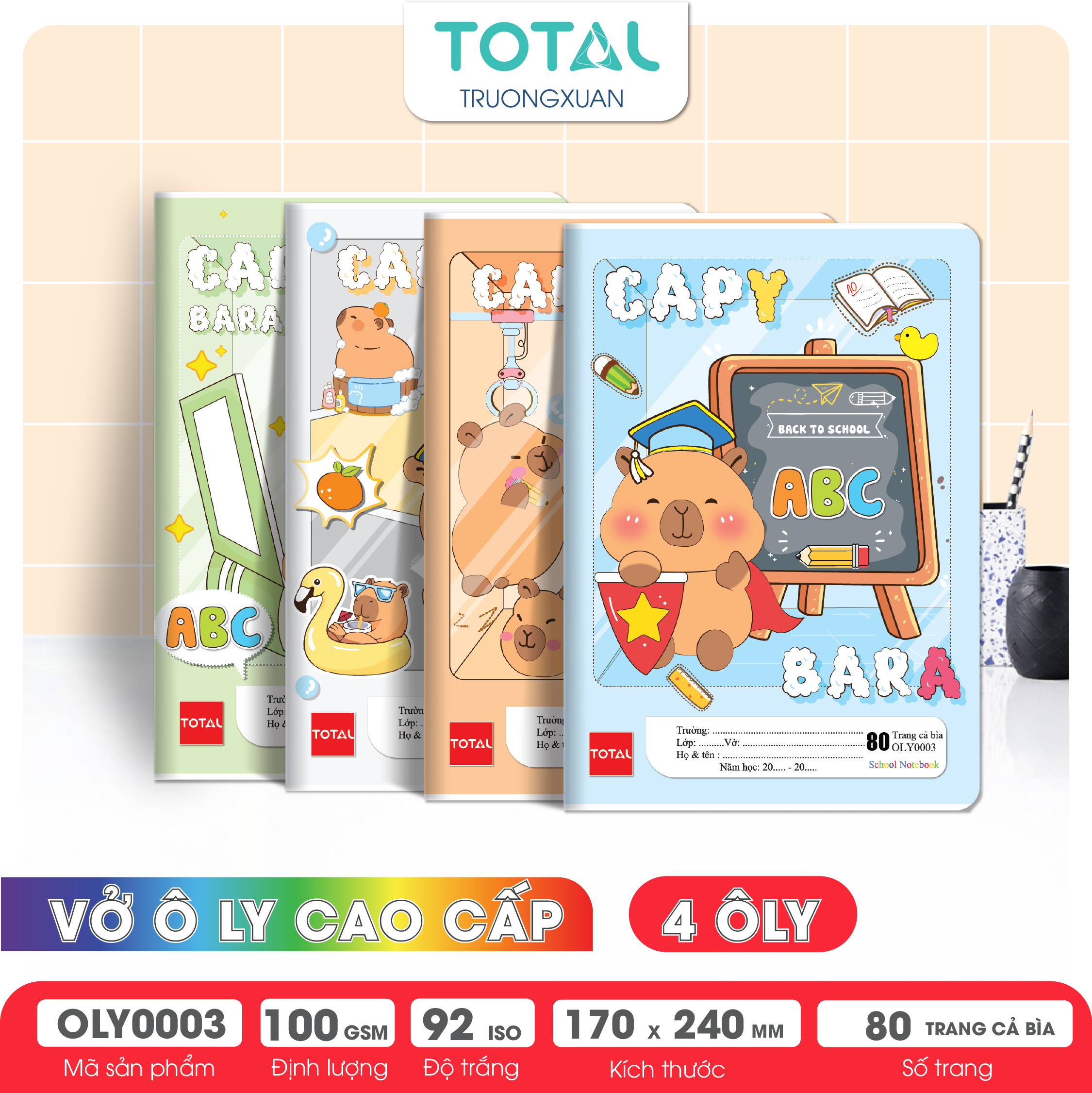 Vở oly Total Capybara 80 trang 4 ôly