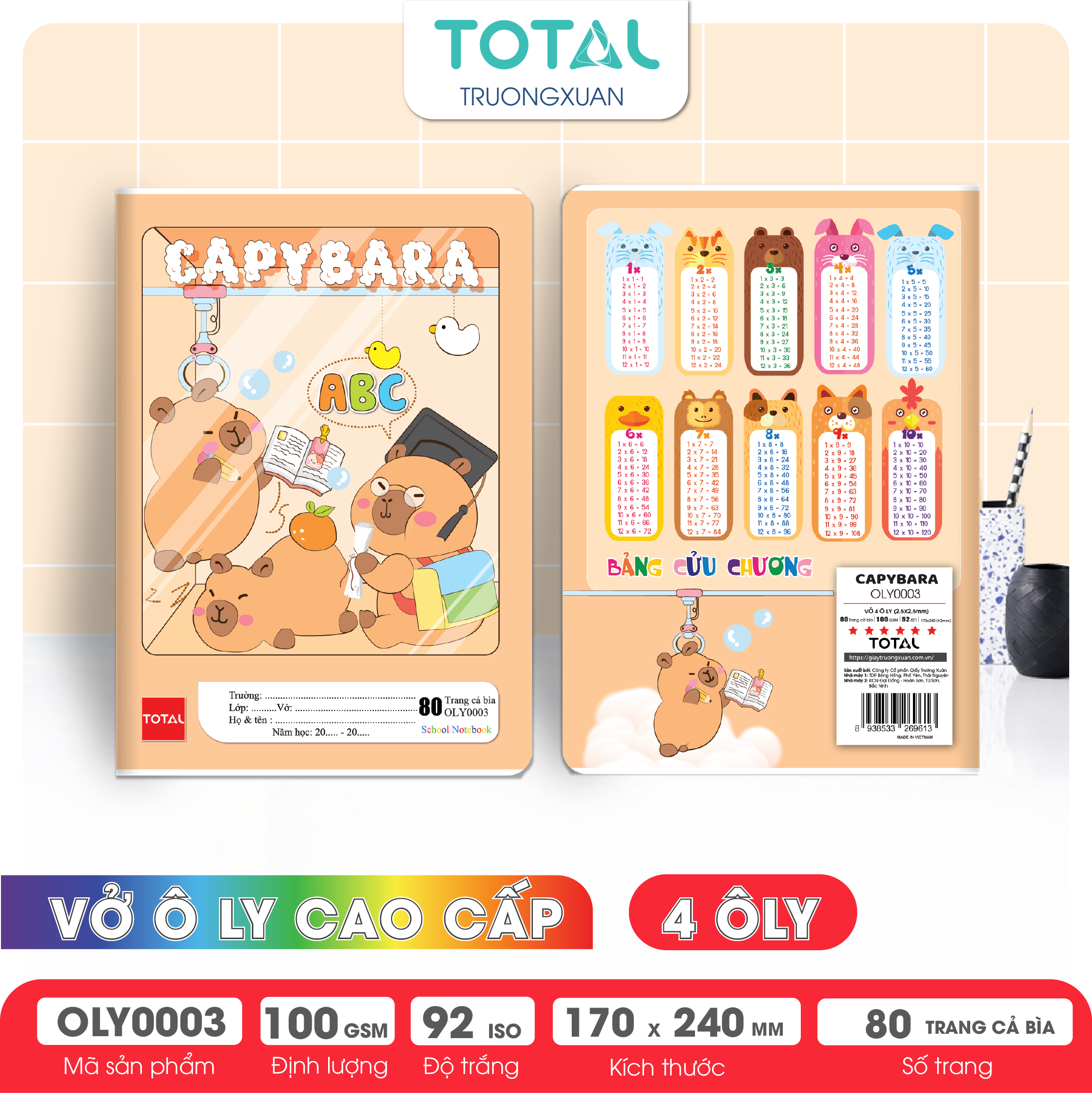 Vở oly Total Capybara 80 trang 4 ôly
