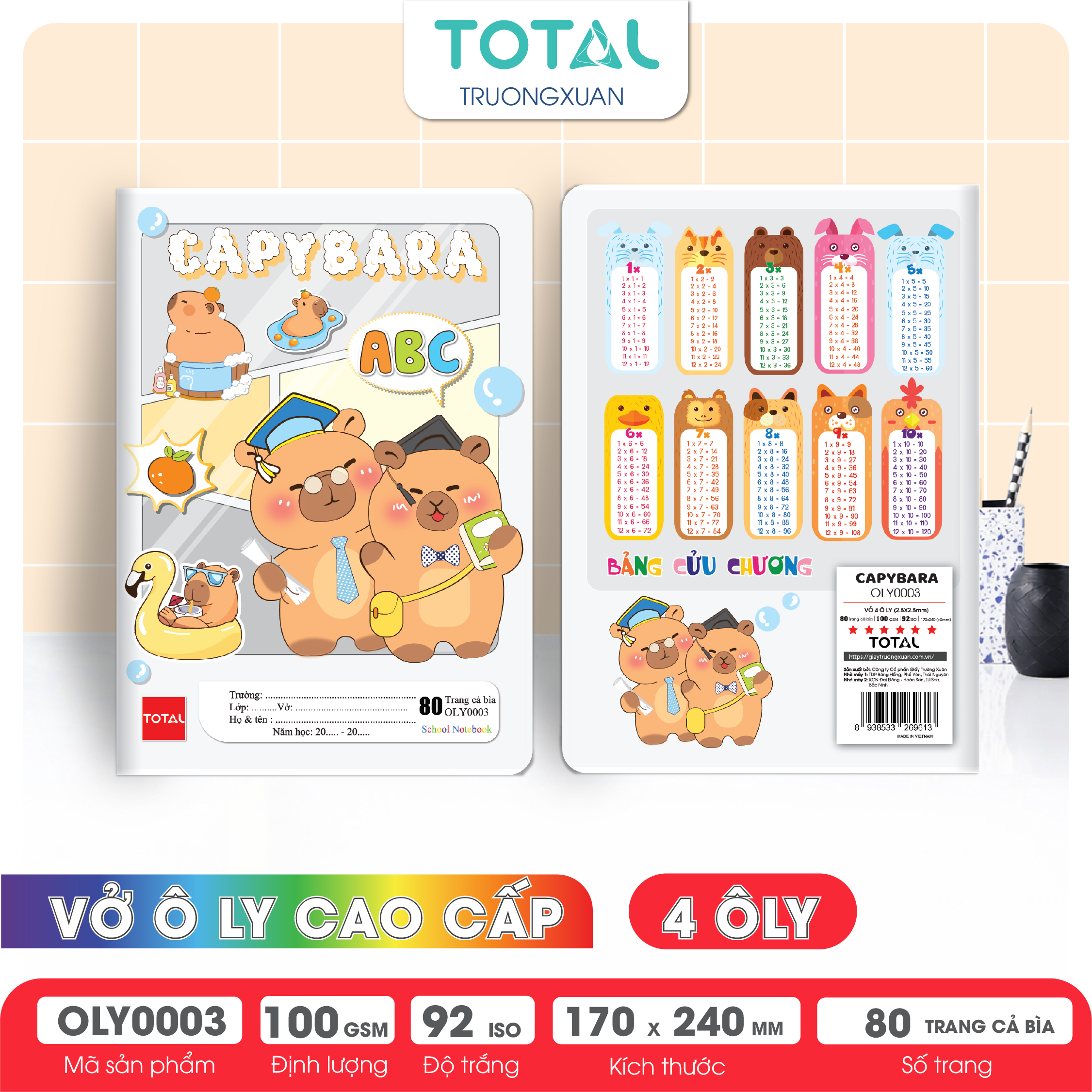 Vở oly Total Capybara 80 trang 4 ôly