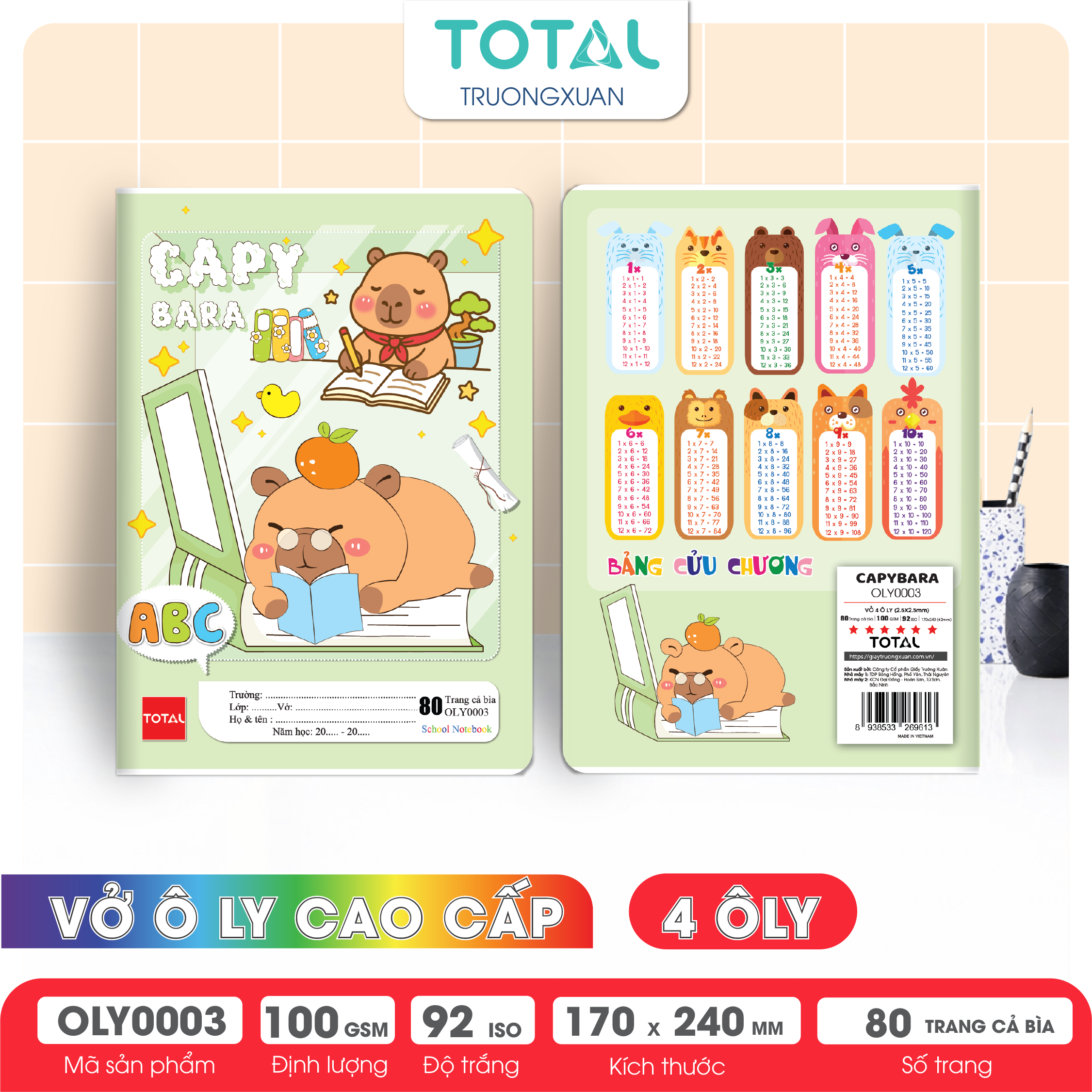 Vở oly Total Capybara 80 trang 4 ôly