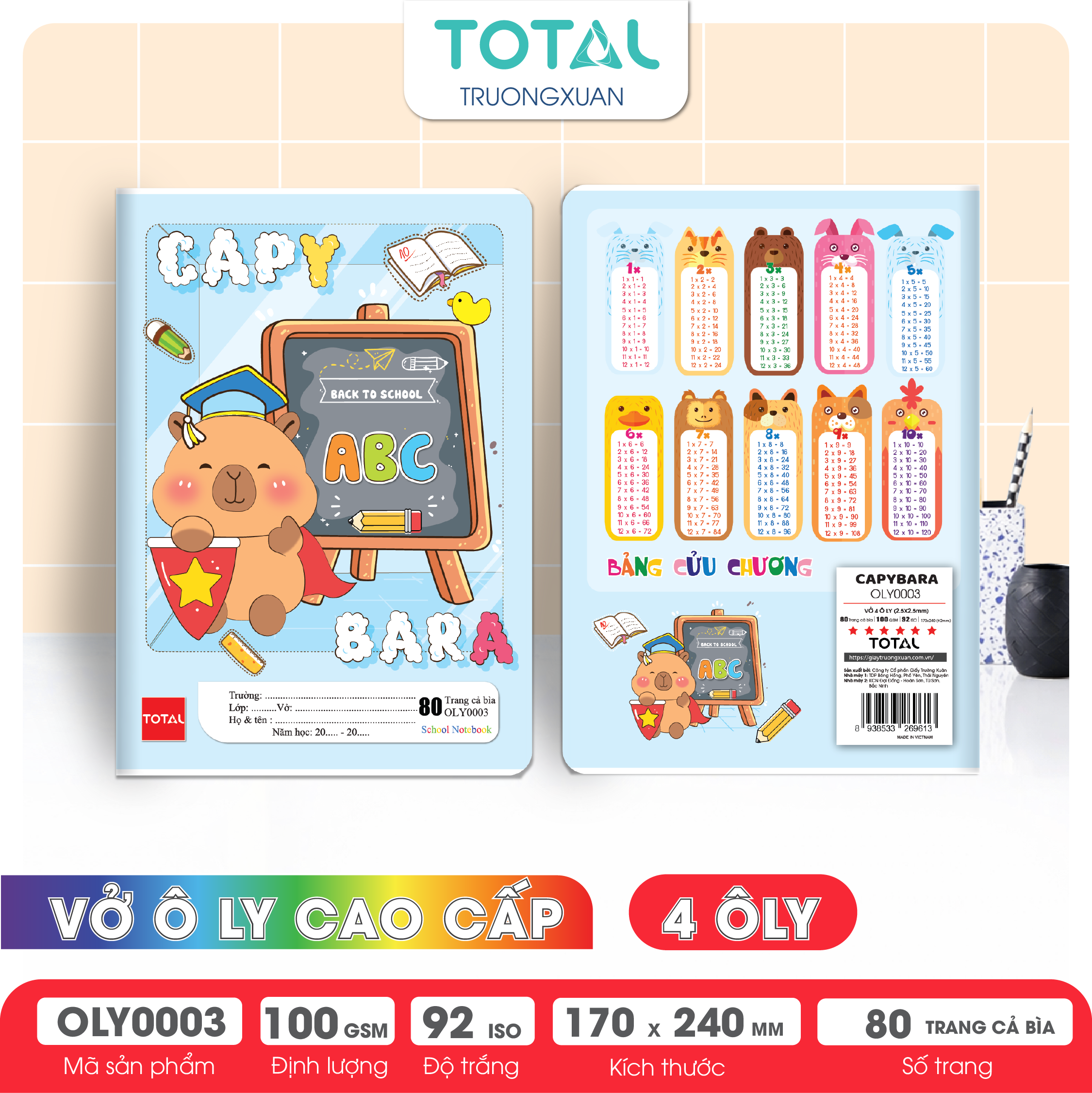 Vở oly Total Capybara 80 trang 4 ôly