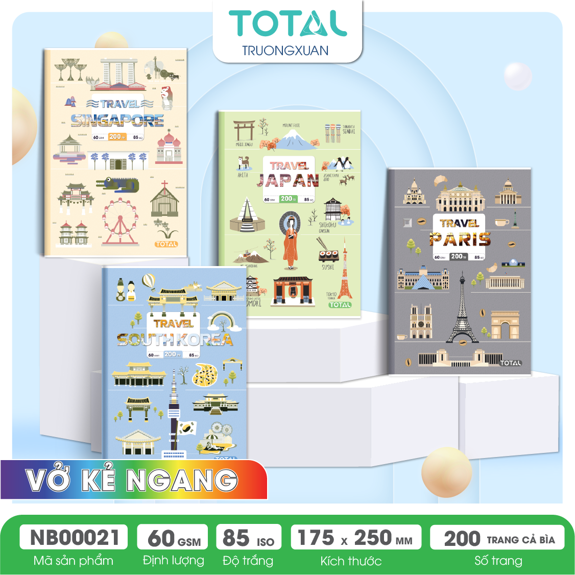 Vở kẻ ngang Total Travel 200 trang