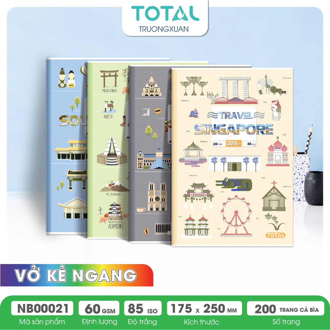 Vở kẻ ngang Total Travel 200 trang