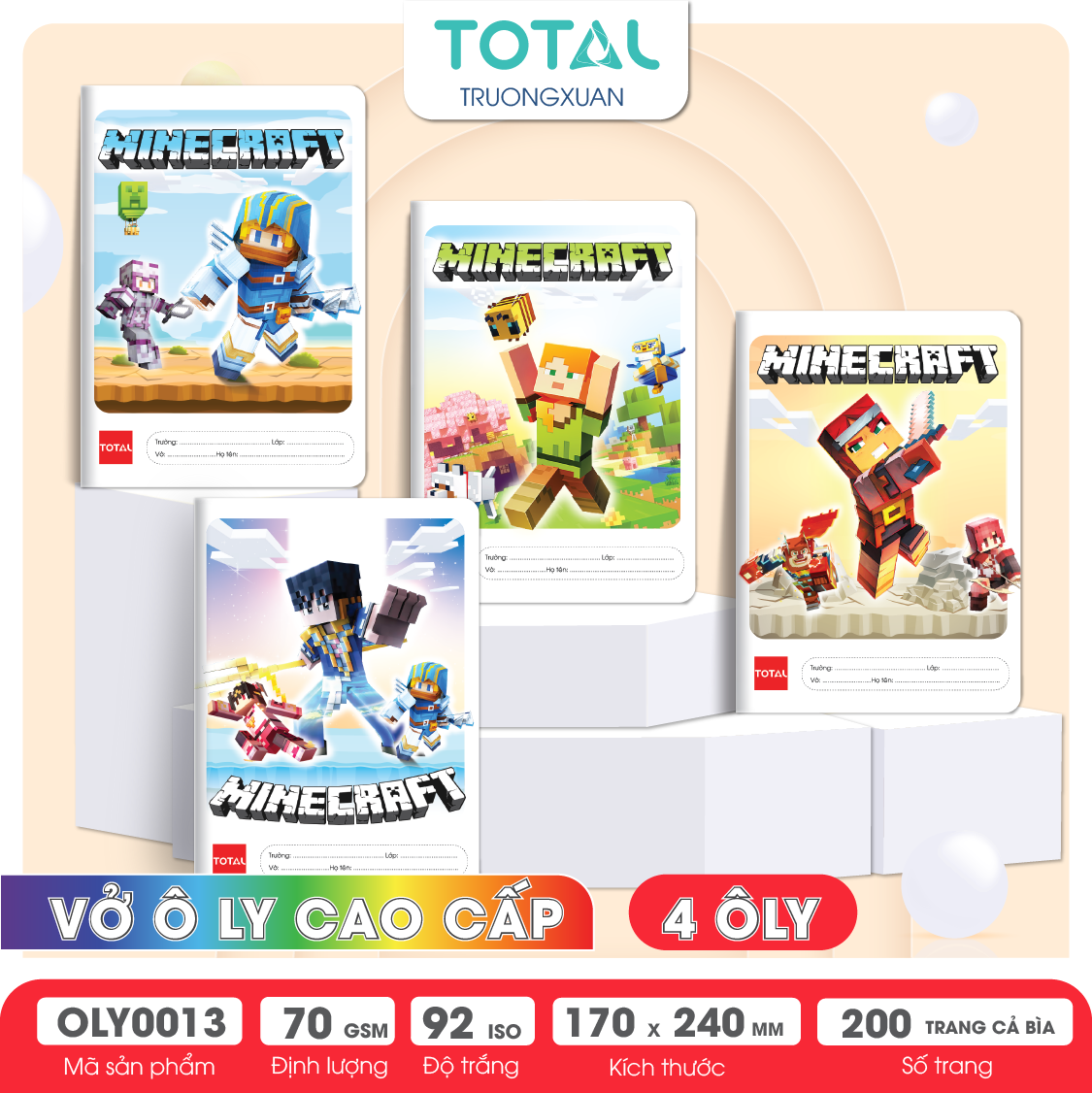 Vở oly Total Minecraft 200 trang 4 ôly
