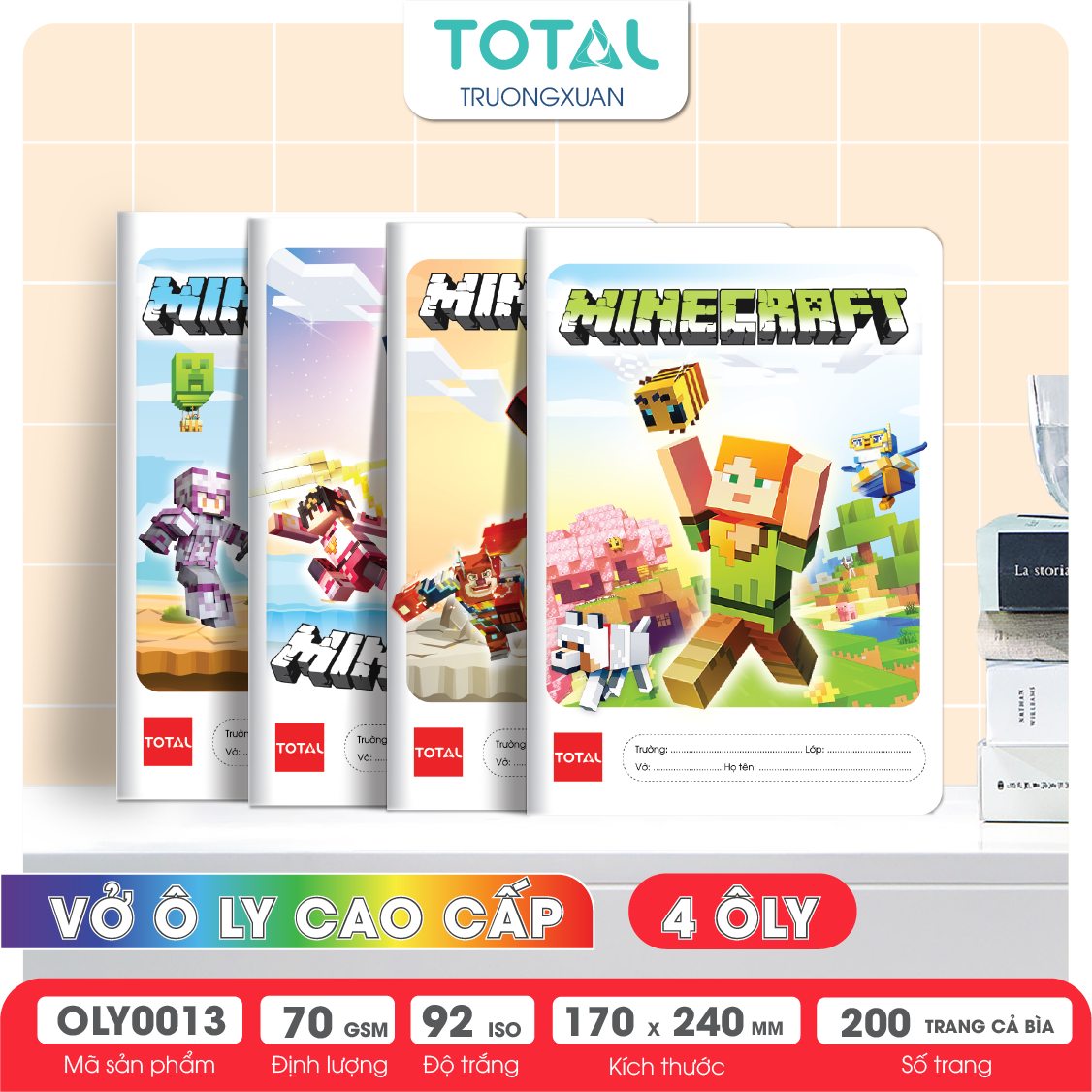 Vở oly Total Minecraft 200 trang 4 ôly