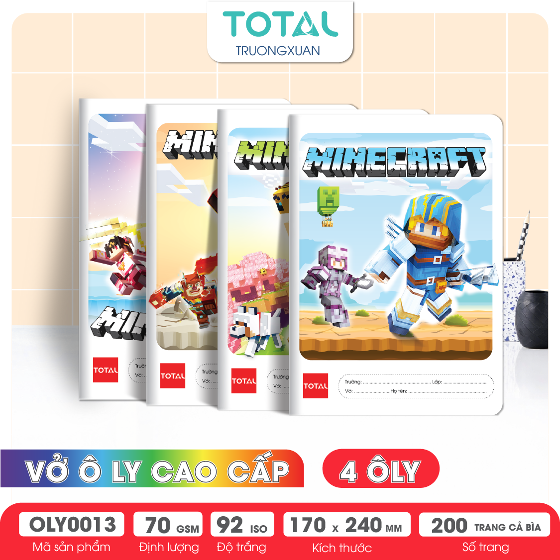 Vở oly Total Minecraft 200 trang 4 ôly