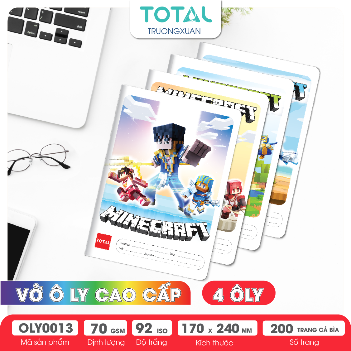 Vở oly Total Minecraft 200 trang 4 ôly